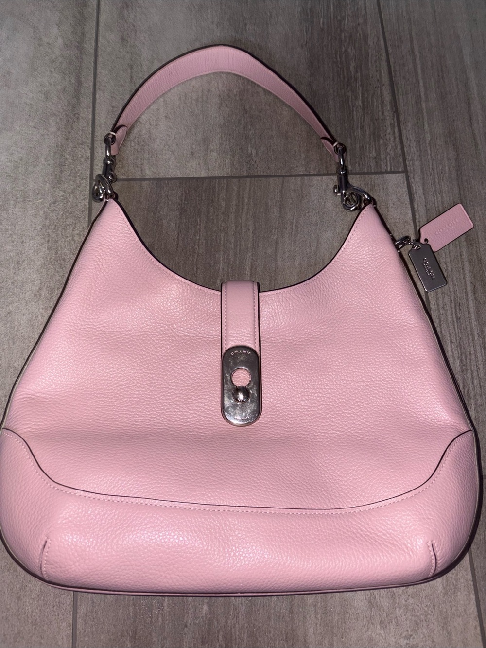 Coach Pink Pebbled Leather Shoulder Hobo